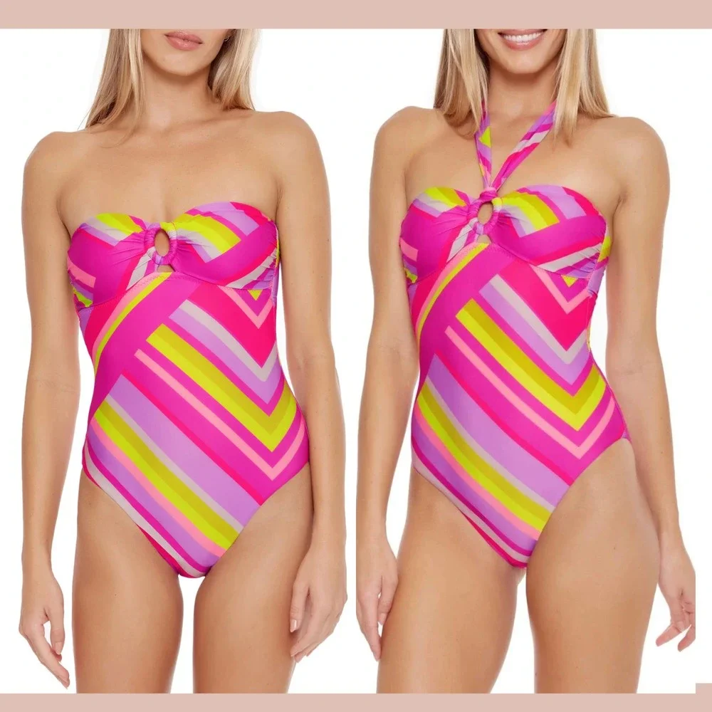 NWT $162 Trina Turk [ 12 ] Waltz Bandeau One Piece‎ Swimsuit #U1353